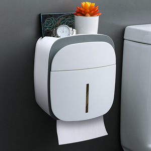 Multifunctional Minimalist Grey <b>Black</b> Toilet <b>Tissue</b> Box with and Wall Hanging Storage for Bathroom - Product Image 6