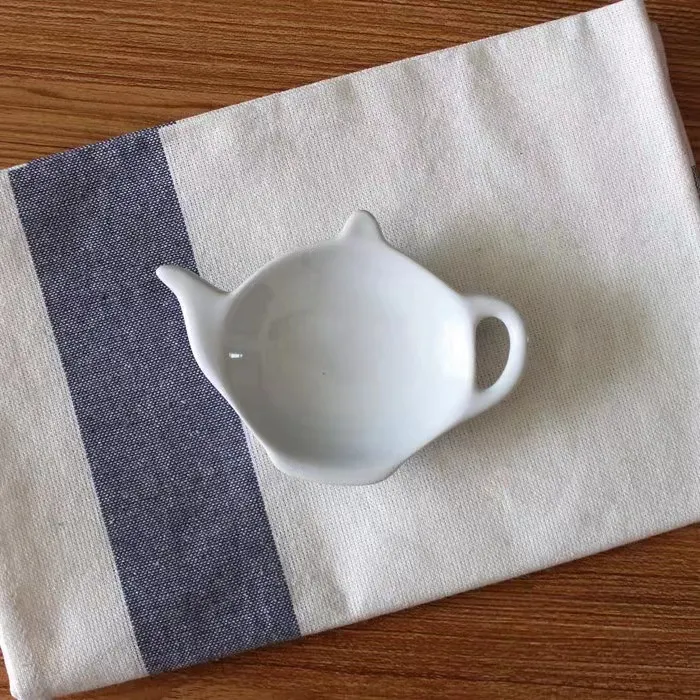 Upclay - Saquinho de chá de cerâmica branco personalizado, prato de tempero para saquinho de chá, colher de descanso