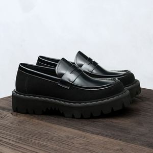 LeFou Thick-soled High-<b>Heeled</b> Shiny Finish Casual Autumn Shoes 2025 New Design Business Formal Large-<b>Heeled</b> Breathable Anti-Slip - Product Image 4