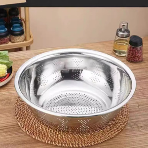 Stainless Steel Vegetable Washer Set 3 Piece Drain <b>Basket</b> Colander Kitchen <b>Sink</b> Strainer for Washing Vegetables and Fruits - Product Image 2