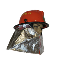 Casque de pompier avec protection de nuque, bandes réfléchissantes, matériau composite ignifuge et isolant thermiquement, masque facial de type cape en option