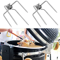 Fourchettes de rôtissoire en métal pour barbecue, accessoires pour poulet rôti, compatibles avec le charbon de bambou, résistantes à la chaleur et à la corrosion