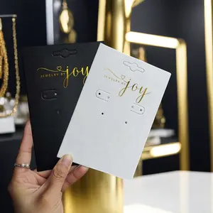 LOGO personalizzato in lamina d'oro 800 gsm bianco gancio porta collana imballaggio gioielli scheda di visualizzazione con foro di punzonatura