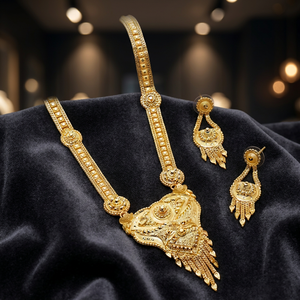 Conjunto de collares largos chapados en oro de 14K, 18 y 24K al por mayor, conjunto de joyería de diseño Floral, joyería de moda, joyería de latón con relleno de oro - Product Image 3