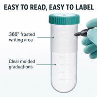 Tube de centrifugation à fond rond de 80 ml avec bouchon à vis, gradué, sans DNase ni RNase, en PP, pour centrifugation à gradient de densité