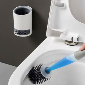 Silicone Toilet Brush Bathroom Customized <b>Refillable</b> Toilet Brush OEM & ODM Toilet Brush with <b>Soap</b> Dispenser - Product Image 2