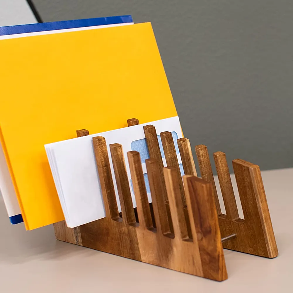 Hochwertige solide fertige benutzer definierte Großhandel Akazie Desktop-Buch Datei halten Regal Holz Handwerk