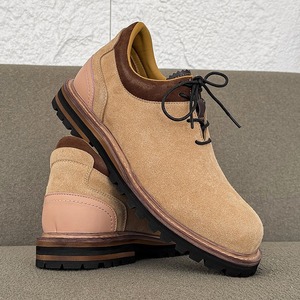 Vintage workwear style thick-<b>soled</b> trendy leather shoes men suitable business wear low-top <b>boots</b> height-increasing hiking shoes - Product Image 2