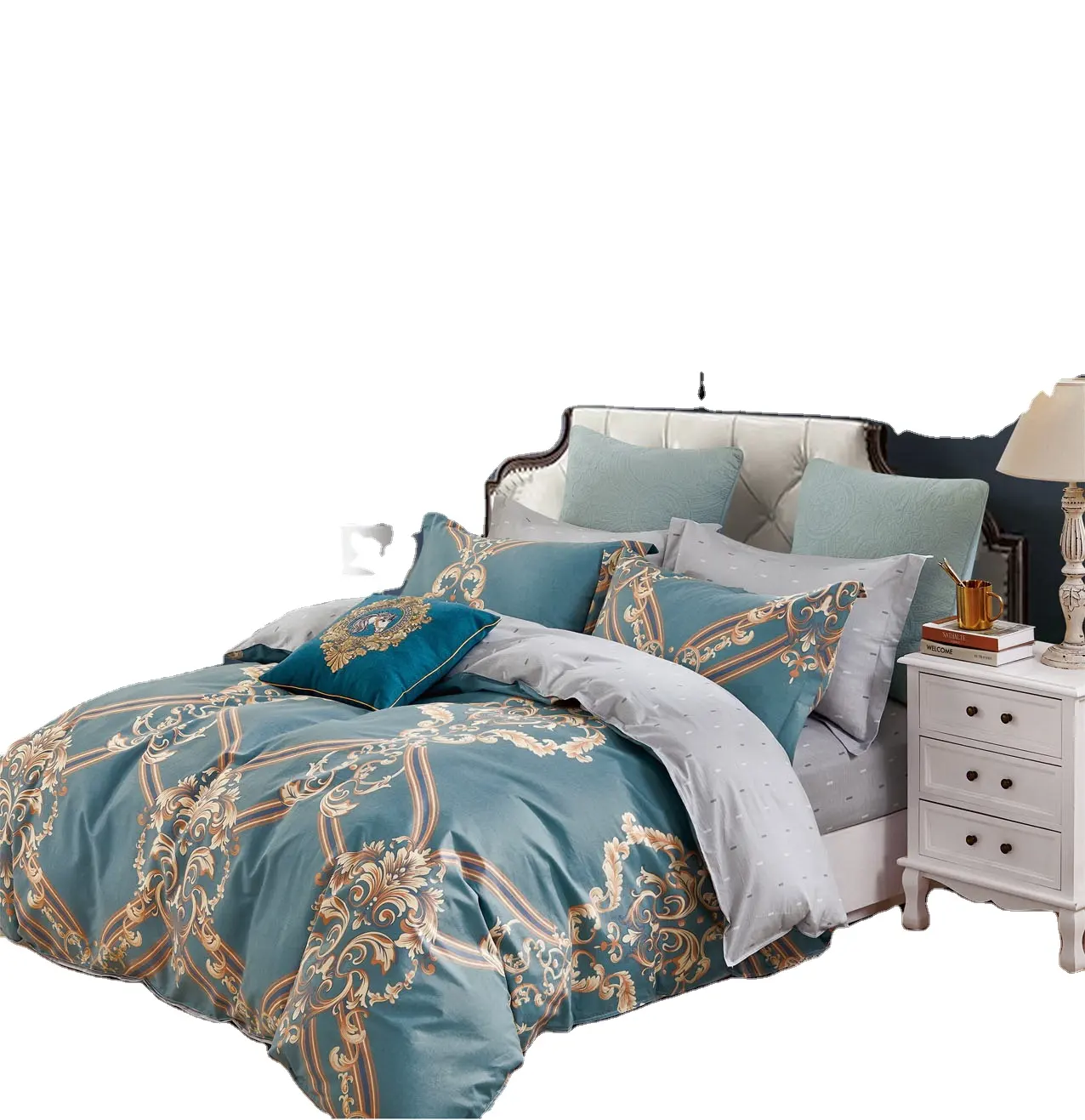 100% कपास मुद्रित बिस्तर सेट अच्छी गुणवत्ता बिस्तर शीट