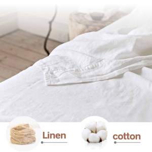 Tấm <span class=keywords><strong>Set</strong></span> 100% Rửa Sạch Bông Linen Cảm Thấy Siêu Mềm Mại Thoải Mái Sang Trọng Trọng Lượng Nhẹ 4 Pcs Bộ Đồ Giường Nhà Đặt Rắn Nữ Hoàng - Product Image 6