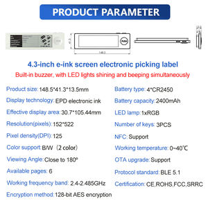 Etiqueta de Recogida Digital con Pantalla de Tinta Electrónica de 4.3 Pulgadas para Montaje en Estante, Sistema de Recogida Electrónico, Etiqueta de Recogida Luminosa para Almacén Inteligente - Product Image 2