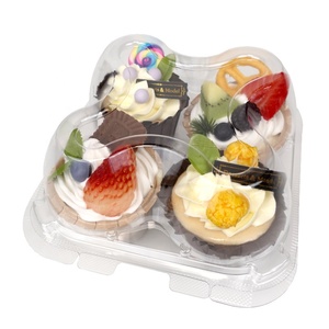 Tùy chỉnh disposable4 khoang cupcake rõ ràng nhựa container cupcakes <span class=keywords><strong>Muffin</strong></span> chủ cá nhân Vỏ Sò bao bì hộp - Product Image 3