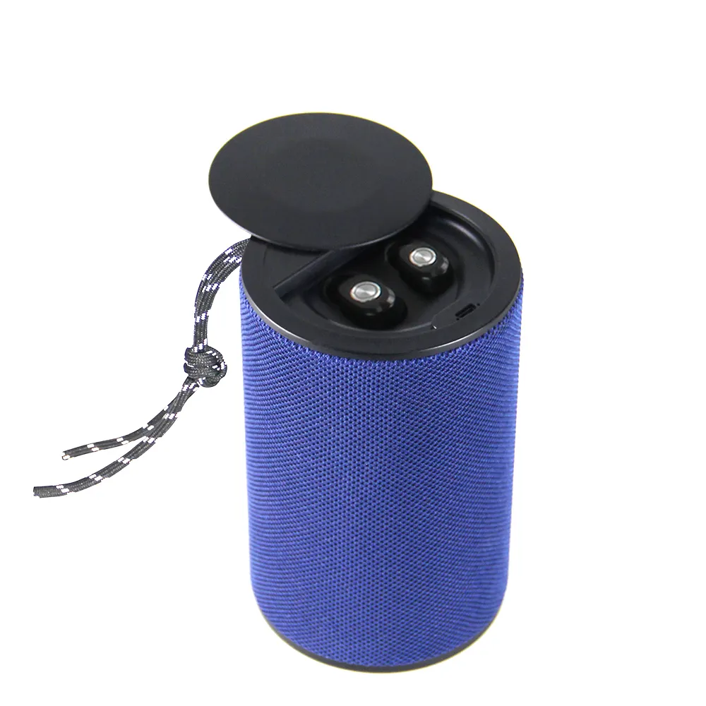 2022 New Product Dual Models Portable Lanyard Design Blue tooth Speaker with TWS Earphone for Traveling