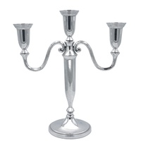 Tempat Lilin Logam Aluminium Modern untuk 3 Lilin, Dapat Digunakan Kembali, untuk Dekorasi Pernikahan, Gereja, Liburan, Hanukkah, Halloween, Warna Emas Perak