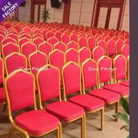 Chaises de banquet empilables de luxe fantaisie en métal doré, fer et acier pour mariage et hôtel, vente en gros à prix abordable