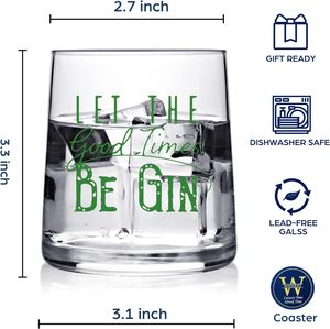 Fun 9 oz Gin Tonic Rocks Verres à cocktail Good Times Lowball Bar Cadeaux pour hommes et femmes buveurs - Product Image 2
