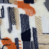 Tissu Jacquard Géométrique Imprimé en Polaire Texturée, Peluche Tricotée Imprimée 100% Polyester pour Vêtements, Jouets et Tapisserie Automobile