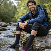 Chaussettes d'extérieur imperméables et respirantes, chaussettes de randonnée, de pêche et de cyclisme à 3 couches, fournisseur en gros OEM personnalisé