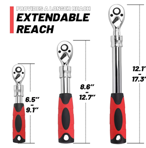 Peaktop 1/4 3/8 1/2 Inch Extendable <b>Socket</b> Wrench Set, 72 Tooth Quick-Release <b>Ratchet</b> Wrenches - Product Image 2