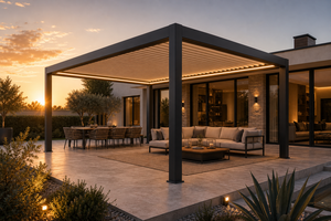 Pergola rétractable intelligente en aluminium de luxe série S RK-S1, abri de terrasse résistant aux intempéries - Product Image 3