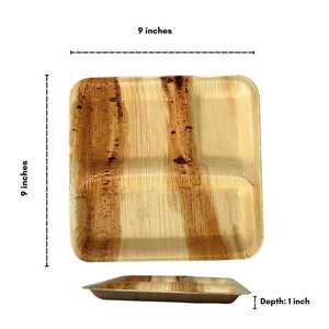 Plato de Hoja de Palma Areca (10 Pulgadas) 100% Biodegradable, Compostable, Desechable, con 3 Compartimentos, Apto para Microondas, Libre de PFAS - Product Image 1