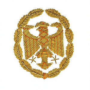 Écusson brodé à la main avec un motif d'aigle doré et d'une couronne de lauriers pour une utilisation sur uniforme - Product Image 1