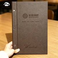 Buku Menu Kulit Keras Cetak Kustom Mewah, Folio Menu Kulit dengan Logo Embos, Sampul Menu yang Dapat Digunakan Kembali untuk Bistro