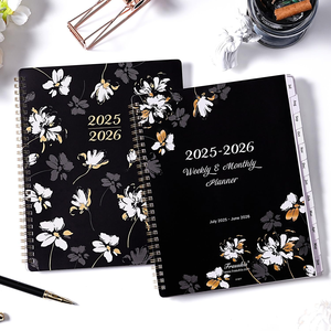 Planificador semanal mensual de <span class=keywords><strong>Julio</strong></span> de 2025 a junio de 2026, planificador de calendario académico 2025-2026 con pestañas de lista de tareas cubierta floral - Product Image 4