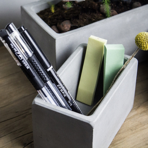 Vaso da fiori <span class=keywords><strong>in</strong></span> <span class=keywords><strong>cemento</strong></span> rettangolare moderno grigio e <span class=keywords><strong>bianco</strong></span> portapenne da tavolo organizzatore fioriera <span class=keywords><strong>in</strong></span> <span class=keywords><strong>cemento</strong></span> - Product Image 6