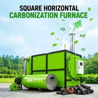 Fourneau de carbonisation horizontal à haute efficacité pour la fabrication de charbon de bambou, charbon de bois, charbon de riz et de coques d'olives