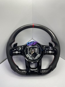 Volant en cuir blanc en fibre de carbone pour Mercedes-Benz <span class=keywords><strong>AMG</strong></span> W204 W205 W211 W203 W212 W176 W213 Cla W210 W124 W177 W221 - Product Image 2