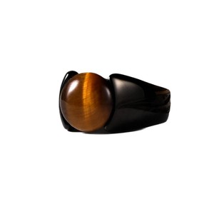 Bague en acier inoxydable noir pour homme avec pierre œil de tigre, design géométrique, pour cadeau SA1230 - Product Image 5