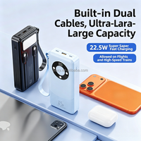 Nuevo Cargador Portátil con Logotipo Personalizado, Tipo-C, Carga Rápida Bidireccional de 22.5W, 10000mAh, Cables Integrados, Banco de Energía de 20000mAh