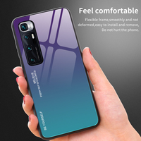 Pour Xiaomi Mi 10 Ultra Étui Anti-rayures Couleur Dégradé 9H Verre Trempé Couverture Arrière Pare-chocs EN TPU Souple Étui de Téléphone Pour Xiaomi Mi 10