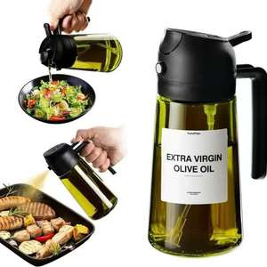 Logo personalizzato 16oz/470ml 2 in 1 vetro olio d'oliva Mister spruzzatore Dispenser bottiglia Spray per cucina - Product Image 1