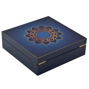 Caja de Perfume Rectangular de Alta Gama Personalizada, Hecha a Mano con Corte Láser, con Tapa con Bisagras, Acabado Azul Mate, Madera MDF, para Regalo y Artesanía, Venta al Por Mayor - Product Image 3