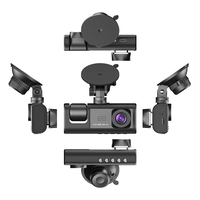 Caméra embarquée 3'' F2 noire avec WDR, enregistrement en boucle, écran IPS, 3 caméras 1080p HD avant/arrière/intérieure, vision nocturne, capteur G, garantie 1 an