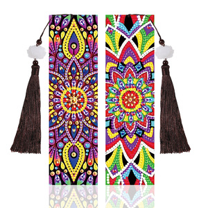 R-FQY034-047 2 pezzi di Design Mandala in pelle fatta <span class=keywords><strong>a</strong></span> <span class=keywords><strong>mano</strong></span> <span class=keywords><strong>segnalibri</strong></span> con nappa pittura diamantata <span class=keywords><strong>segnalibri</strong></span> promozionali - Product Image 2