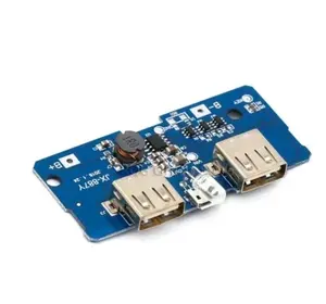 Carregador USB duplo 18650 3.7V a 5V 2A Boost para celular, banco de potência, DIY, placa de PCB de lítio 18650 para carregador, módulo intensificador com LED