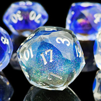 Ensemble de dés polyédriques en résine à cœur liquide, faits à la main, de forme de coupe de gemme unique, motif chat, 7 pièces, pour jeu DND