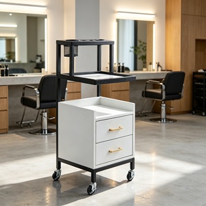Carrito de Peluquería de Acero Inoxidable Negro al por Mayor, Diseño Moderno, Plegable y Móvil, para Extensiones de Cabello - Product Image 3
