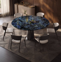 Table à manger ronde extensible en marbre de qualité supérieure 2026 avec base conique et 6 chaises de luxe – Comptoirs haut de gamme en promotion