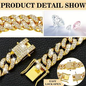 Luxuriöses Kubanisches Hundehalsband mit Kristallverzierung Metallkette für Kleine/Mittelgroße/Große Hunde - Product Image 3