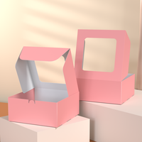 Boîte en papier rose délicate pour cupcakes, macarons, donuts, snacks, biscuits et gâteaux, avec fenêtre, idéale comme boîte cadeau