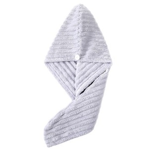 Hair Drying <b>Towel</b> Cap 25x65cm Coral Fleece Quick Dry Solid Color Home Use - Product Image 5