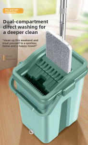 Bộ lau nhà xoay bằng sợi microfiber bán chạy nhất, có ngăn chứa nước thải, giặt không cần dùng tay, bộ lau nhà và xô dành cho vệ sinh nhà cửa - Product Image 5