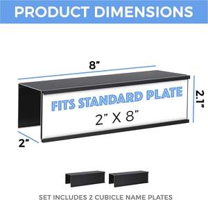 银黑铝8x2英寸商务标牌支架隔间铭牌书桌铭牌支架办公金属工艺品 - Product Image 2