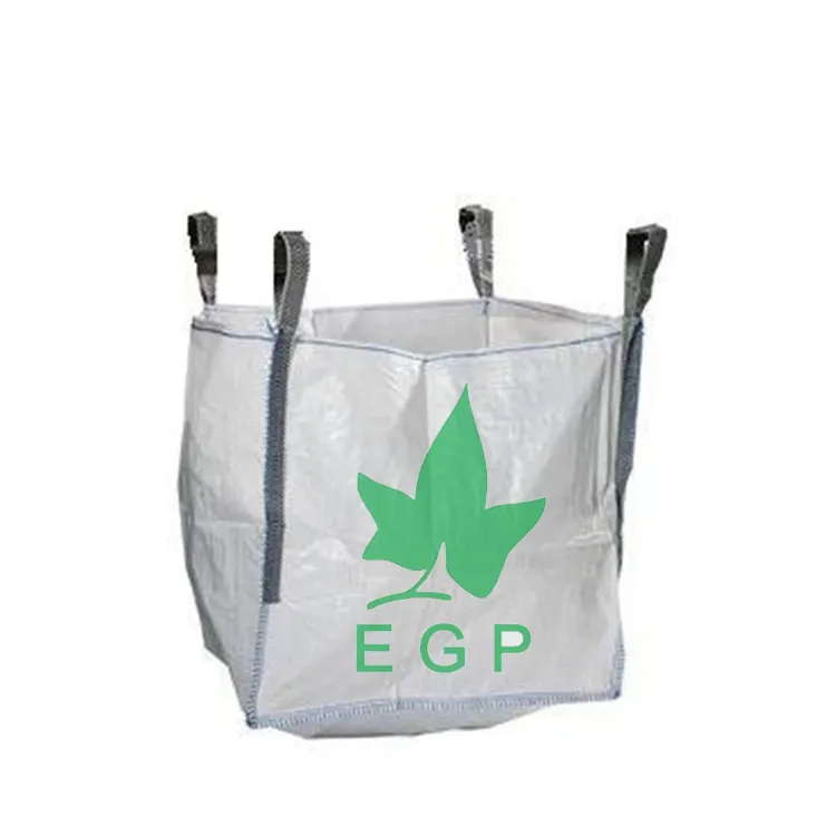 EGP 90x90x120 ถุงจัมโบ้ 1000 กก.ทราย PP จํานวนมากกระเป๋าขนาดใหญ่ 1 ตันระบายอากาศป้องกันไฟฟ้าสถิตย์ Fibc กระเป๋าด้านล่างแบน 1500 กก.โหลดท่อ