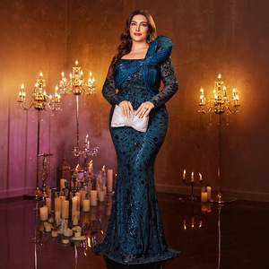 <span class=keywords><strong>Robe</strong></span> de soirée sirène à sequins moulante à col carré et manches longues en polyester haut de gamme pour <span class=keywords><strong>femme</strong></span> <span class=keywords><strong>grande</strong></span> <span class=keywords><strong>taille</strong></span> - Product Image 4