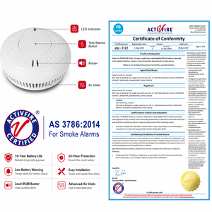 Detector <span class=keywords><strong>de</strong></span> <span class=keywords><strong>Humo</strong></span> Fotoeléctrico ANKA, Alarma <span class=keywords><strong>de</strong></span> Incendio para Seguridad en el Hogar, Certificado por TUV y Activfire - Product Image 4